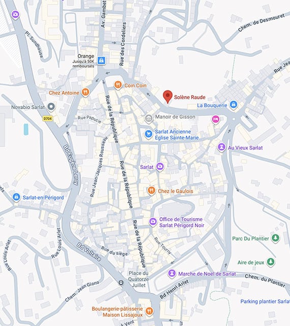 Localisation du cabinet de Solène Raude à Sarlat-la-Canéda sur Google Maps